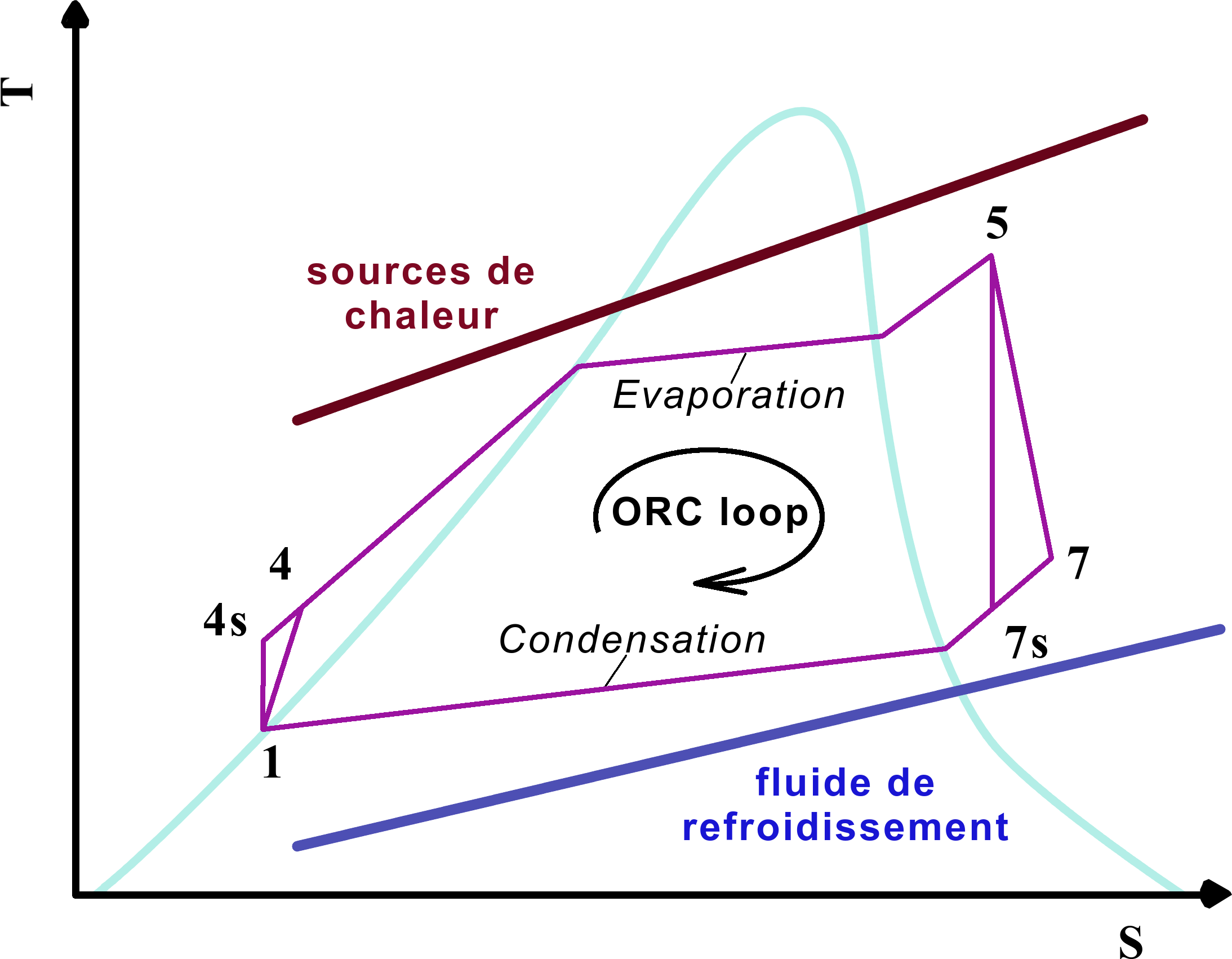 T-S diagram of rankine cycle